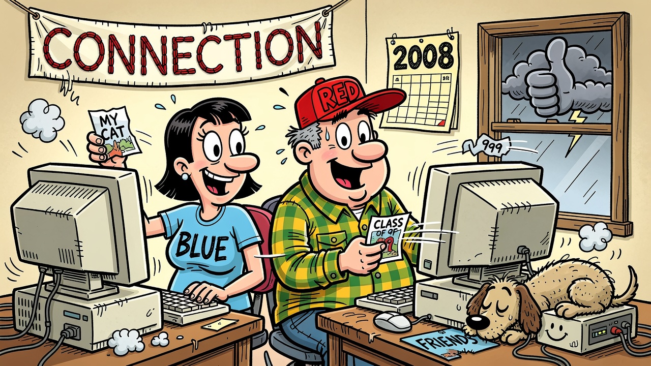 Cartoon panel: Before the Like Button