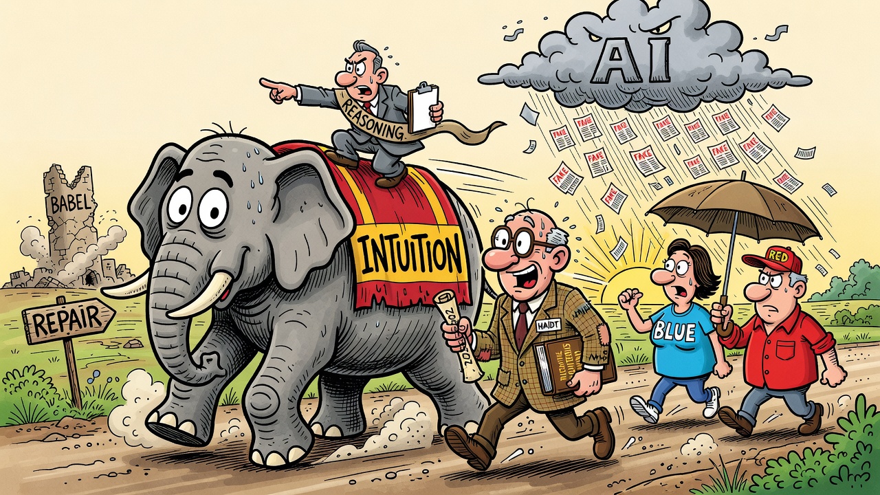 Cartoon panel: Back to the Elephant